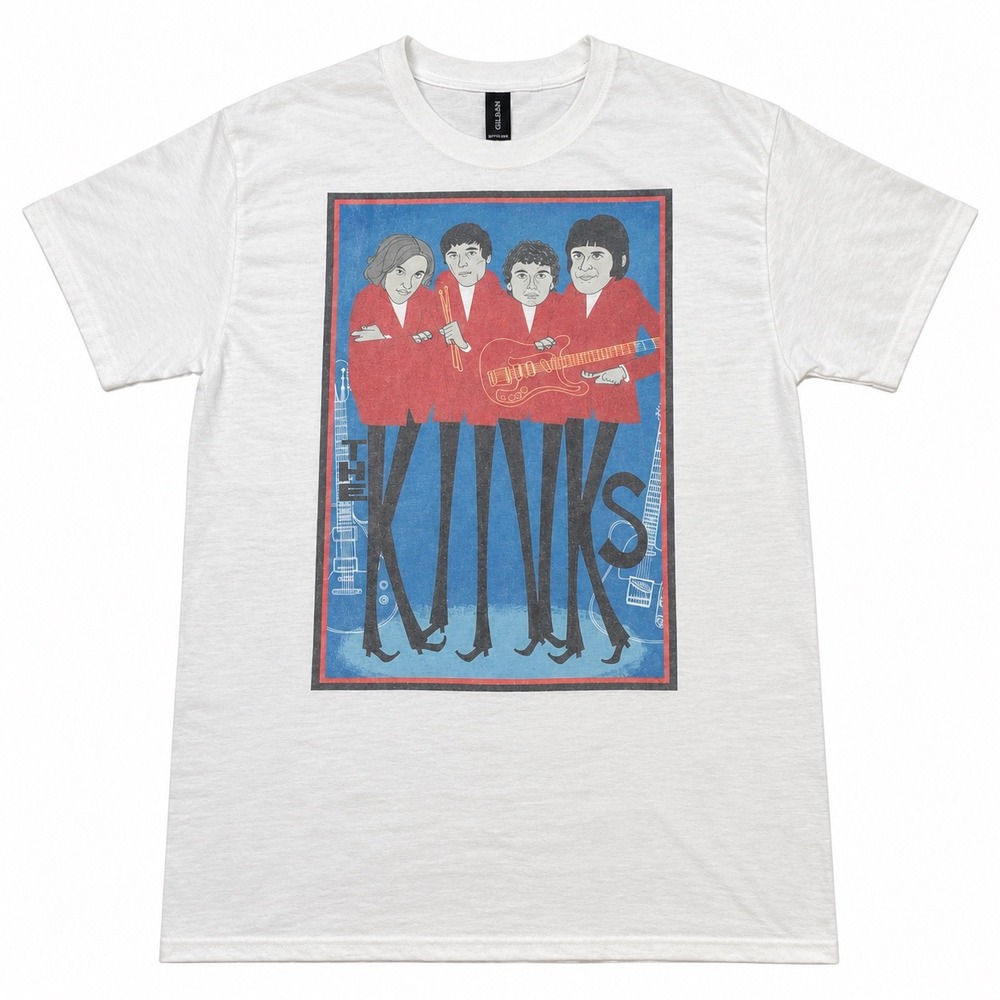 The Kinks Band Graphic T-Shirt White Gildan Rock Music Tee XL